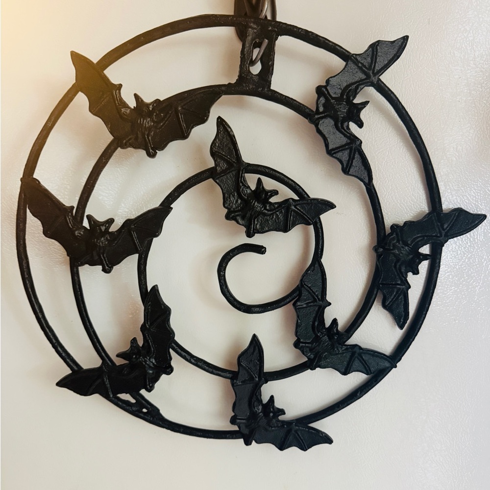 Haunted Manor Metal Black Bat Wall Hanging Decor